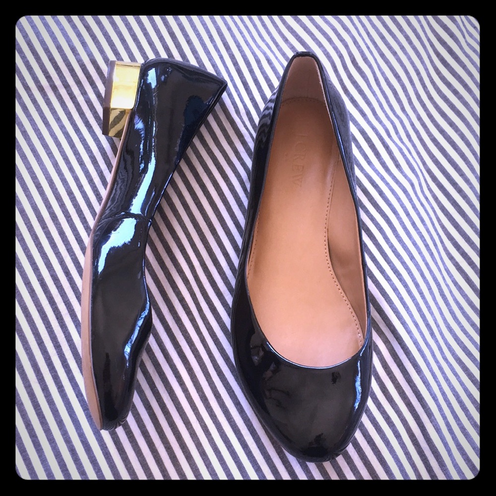 J.crew factory patent leather flats with gold heel